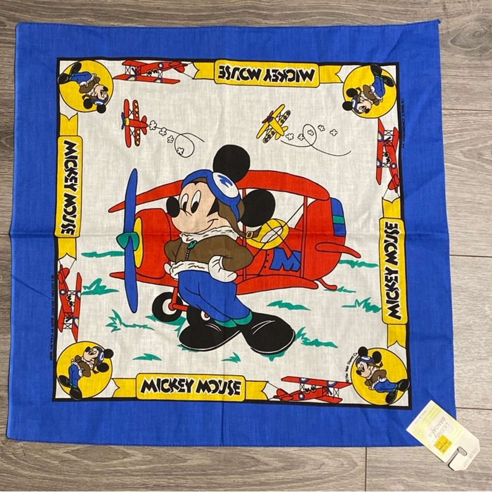 J. A. Woronowicz 22” x 21.5” Pilot Mickey Mouse Airplane Aviator Bandana Scarf